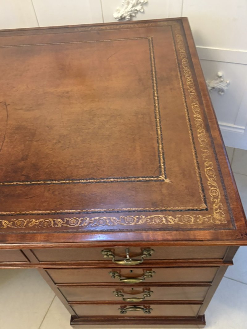 Antique Edwardian Quality Mahogany Partners Desk